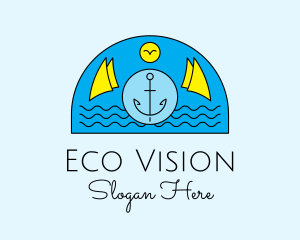 Anchor Ocean Wave logo design