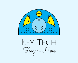 Anchor Ocean Wave logo design