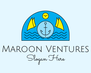 Anchor Ocean Wave logo design