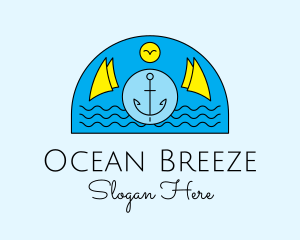 Anchor Ocean Wave logo design