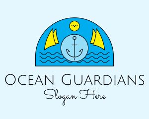 Anchor Ocean Wave logo design