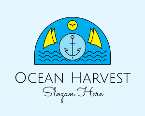 Anchor Ocean Wave logo design