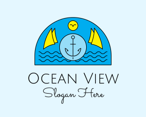 Anchor Ocean Wave logo design