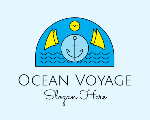 Anchor Ocean Wave logo design