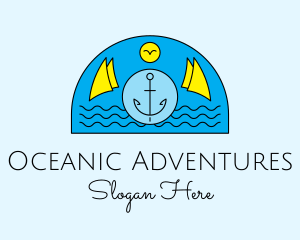 Anchor Ocean Wave logo design