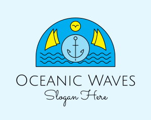 Anchor Ocean Wave logo design