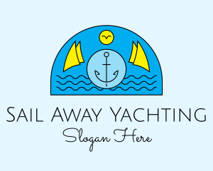 Anchor Ocean Wave logo design