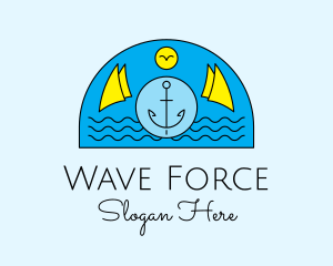 Anchor Ocean Wave logo design