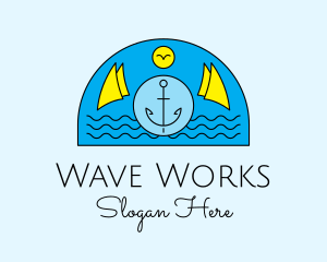 Anchor Ocean Wave logo design