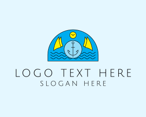 Nautical - Anchor Ocean Wave logo design