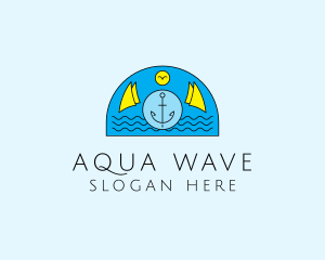 Anchor Ocean Wave logo design