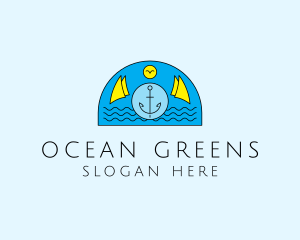 Anchor Ocean Wave logo design