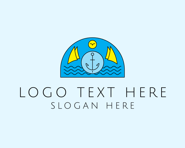 Beach - Anchor Ocean Wave logo design