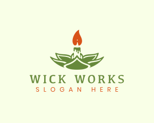 Wick - Lotus Candle Flame logo design