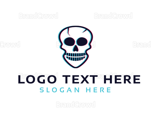 Cyber Skull Glitch Logo