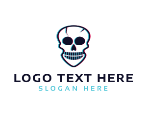 Glitch - Cyber Skull Glitch logo design
