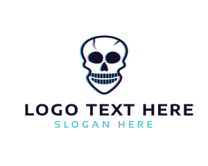 Technology - Cyber Skull Glitch logo design
