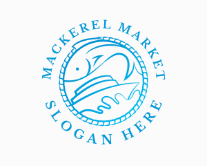 Mackerel - Blue Marine Fishing Boat logo design