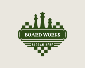 Board - Chess Piece Banner logo design