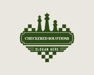 Checkered - Chess Piece Banner logo design