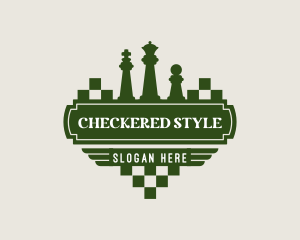 Checkered - Chess Piece Banner logo design