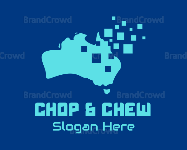 Australian Map Pixels Technology Logo