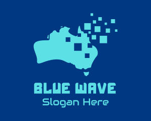 Australian Map Pixels Technology logo design