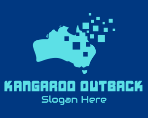 Australian - Australian Map Pixels Technology logo design