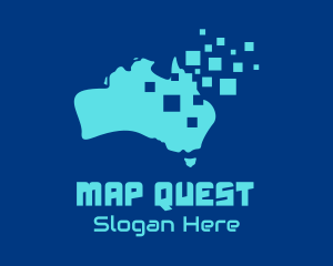 Australian Map Pixels Technology logo design