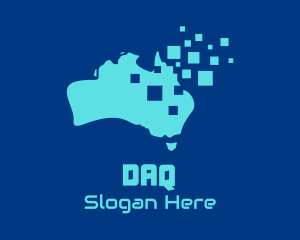 Country - Australian Map Pixels Technology logo design