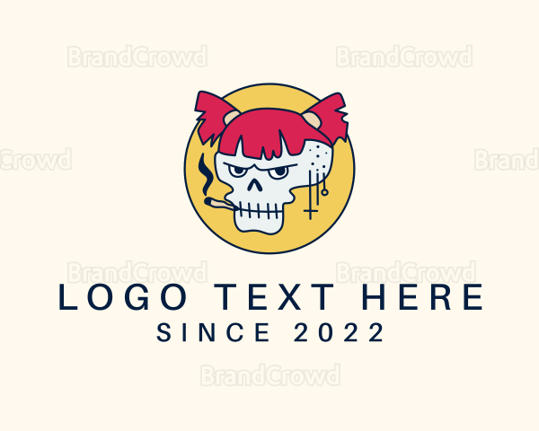 Smoking Skull Girl Logo