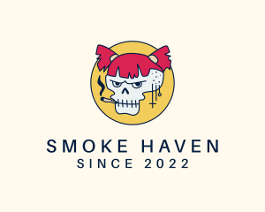 Smoking Skull Girl logo design