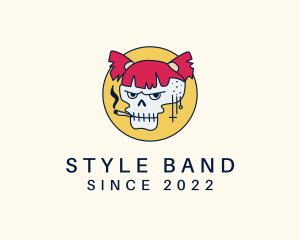 Smoking Skull Girl logo design