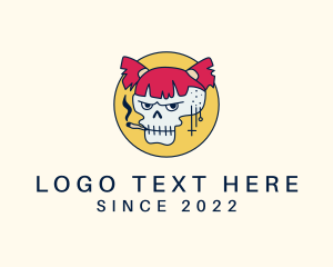 Girl - Smoking Skull Girl logo design