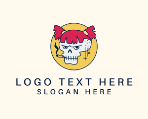 Smoking Skull Girl Logo