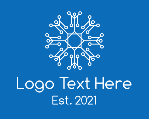 Antarctica - Modern Circuit Snowflake logo design