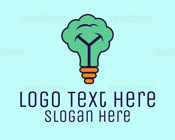Tree Light Bulb Idea Logo