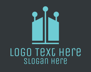 Shed - Blue Tech Lights House logo design