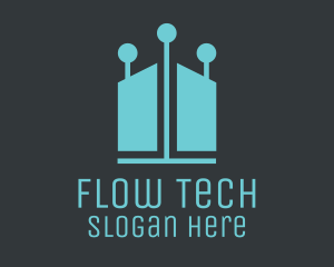 Blue Tech Lights House logo design