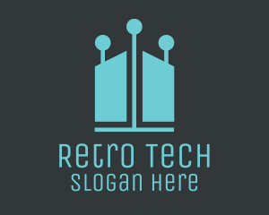 Blue Tech Lights House logo design