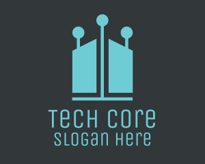 Blue Tech Lights House logo design