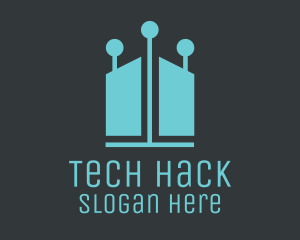 Blue Tech Lights House logo design