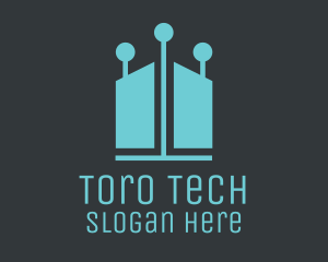 Blue Tech Lights House logo design