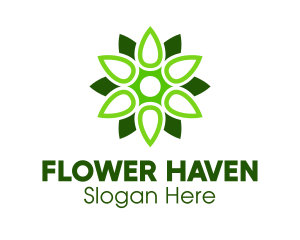 Green Drop Flower logo design