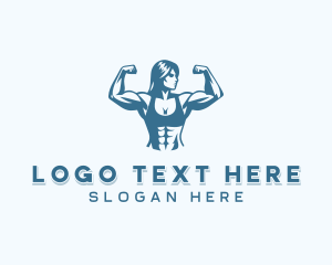 Strong - Bodybuilding Woman Workout logo design