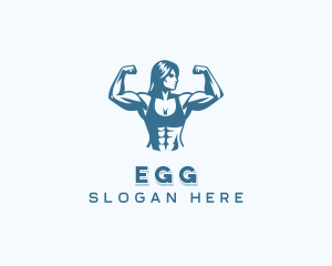 Gym Equipment - Bodybuilding Woman Workout logo design