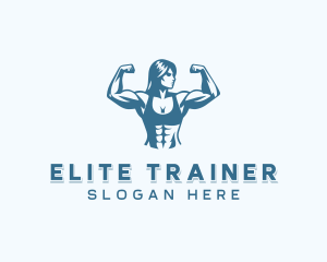 Bodybuilding Woman Workout logo design