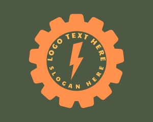 Electricity - Orange Gear Lightning logo design