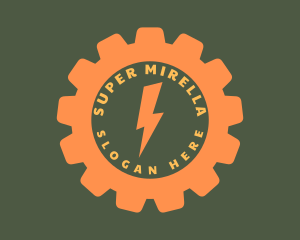 Electric - Orange Gear Lightning logo design