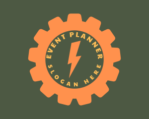 Flash - Orange Gear Lightning logo design